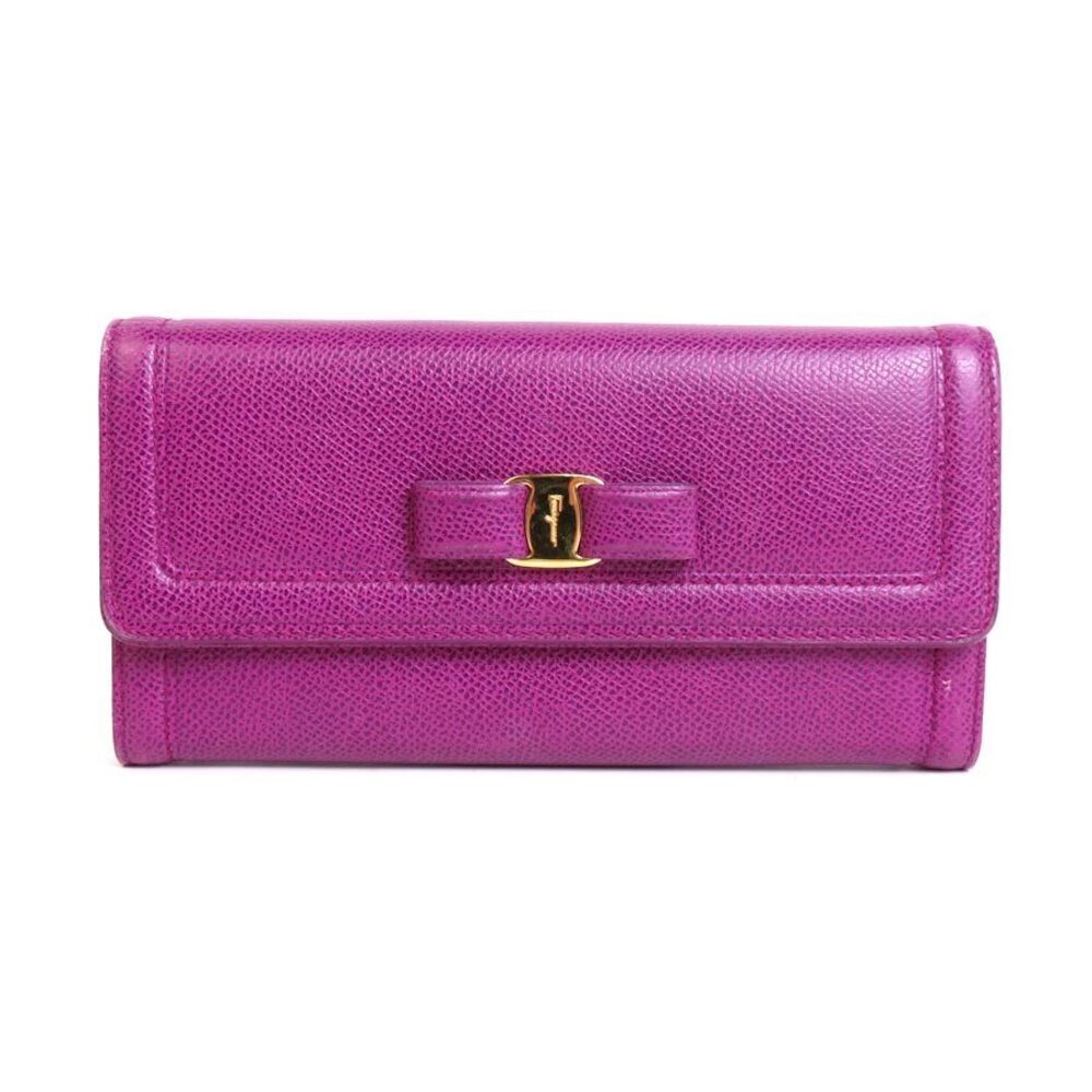 Salvatore Ferragamo long wallet Vara rion leather purple